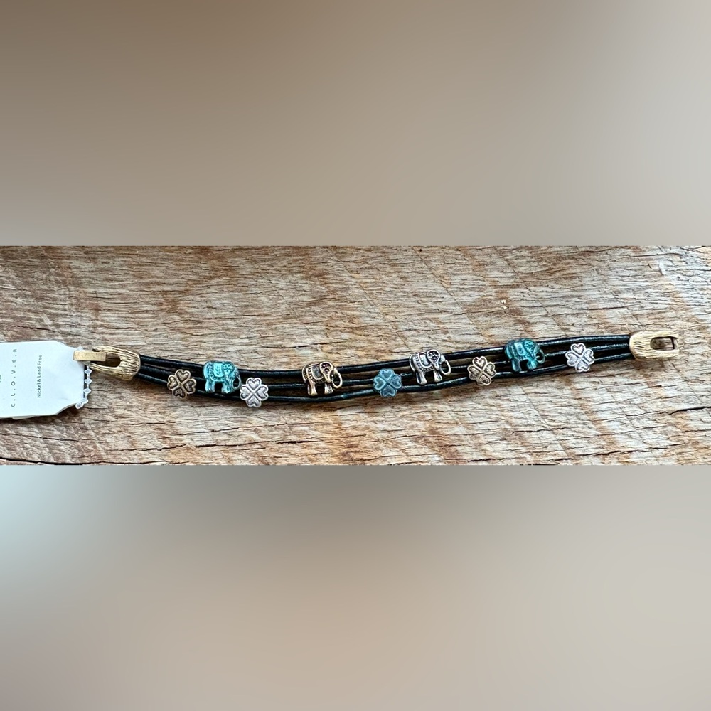 Leather Charm Bracelets, Hamsa & Evil Eye, Owl or Elephant Clover